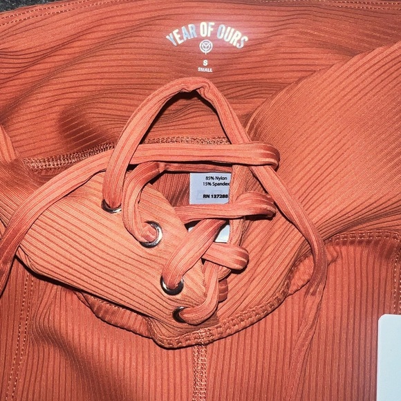 NWT Year of Ours Terracotta Ribbed Football Leggings - Picture 7 of 13
